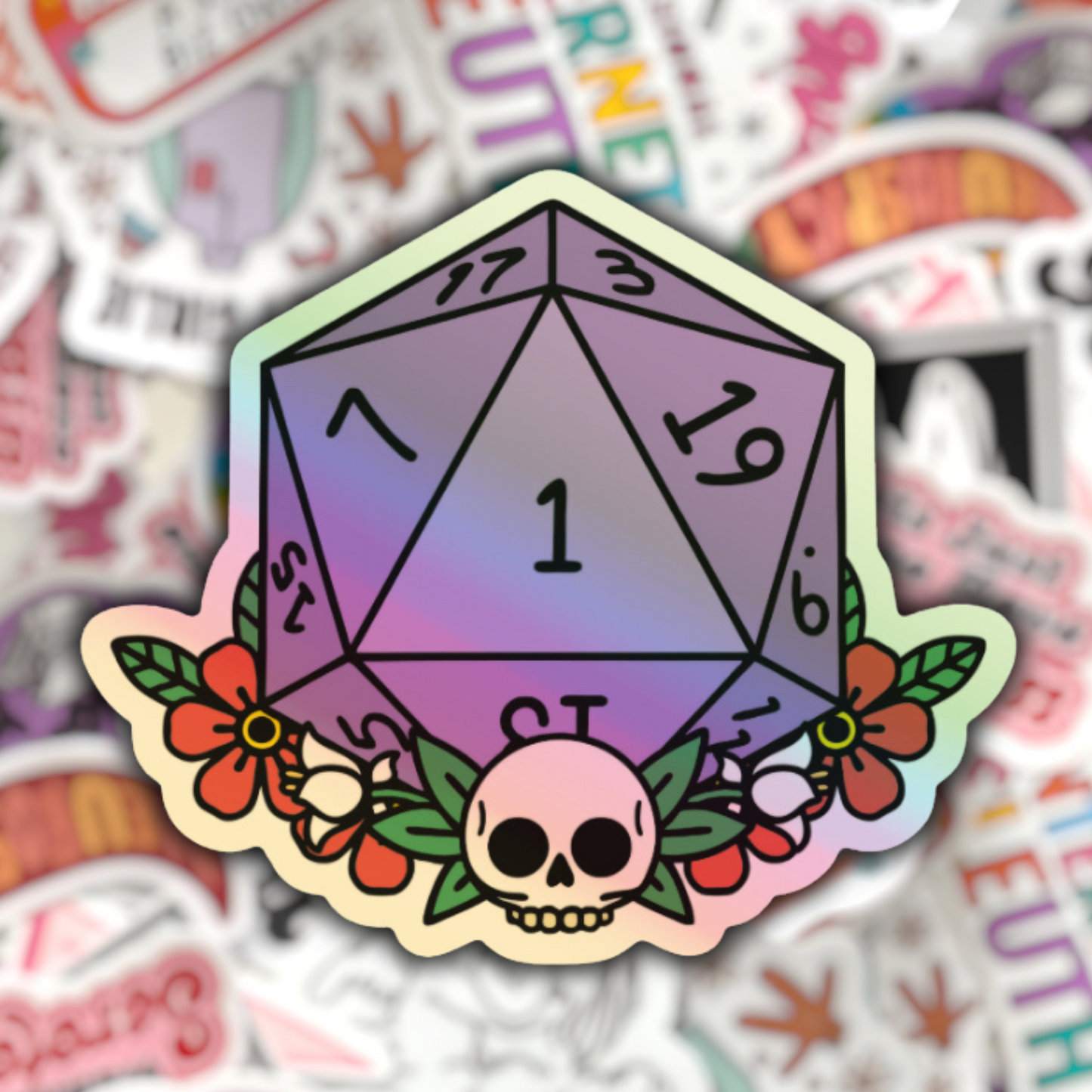 D20 Holographic Blossom Sticker