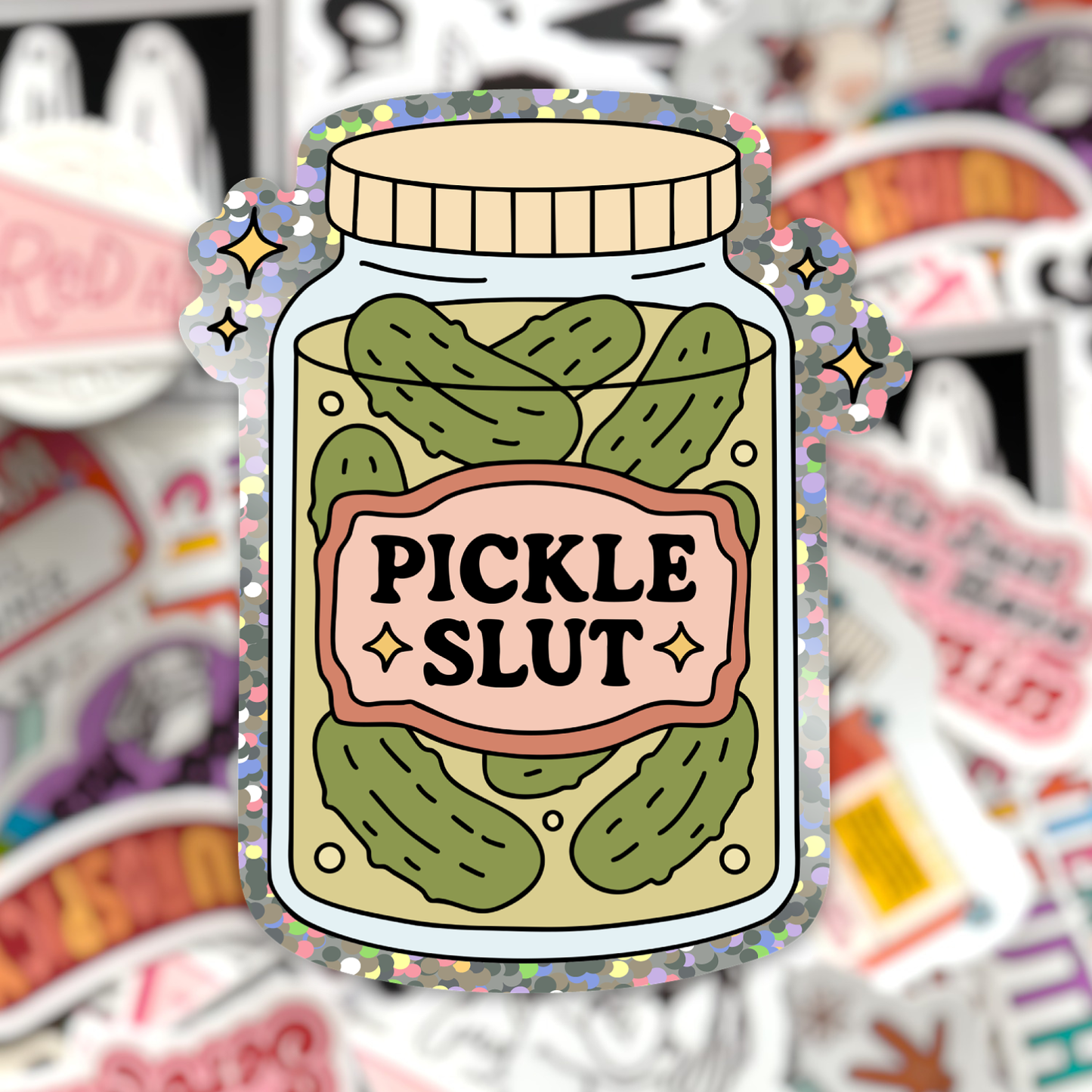 Pickle Slut Glitter Sticker